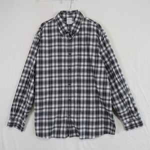 Brooks Brothers Shirt Mens 2XL XXL Regent Button Down Black Plaid Long Sleeve
